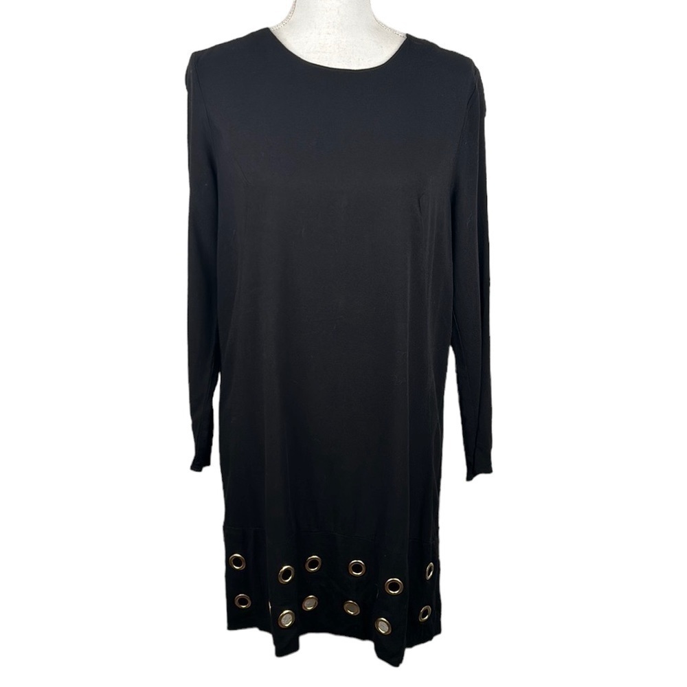 JustFab Black Gold Grommet Hem Midi Dress Size Medium